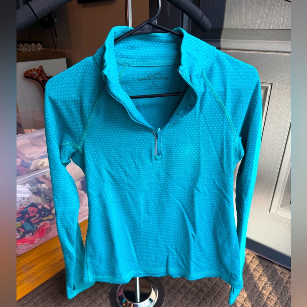 Eddie Bauer Teal Quarter-Zip Sweatshirt